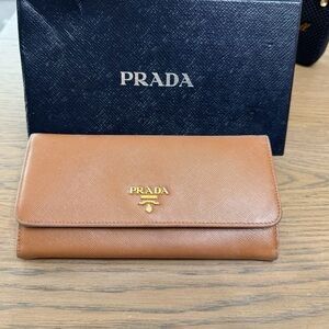 Prada Tan/Brown Saffiano Leather Wallet